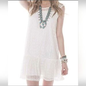 Izzy & Lola Sz Medium Ivory Cream Dory Lace Dress Drop Waist